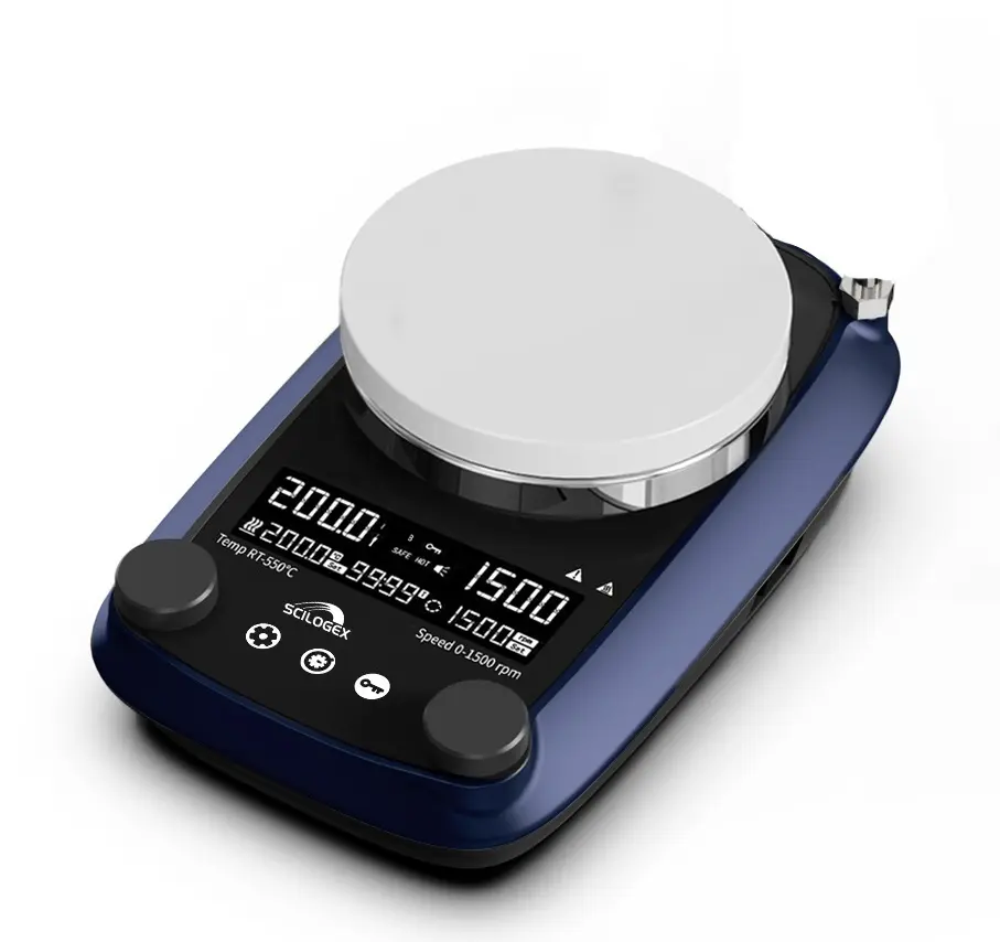 SCILOGEX SCI5-340HST LCD Digital 5 in. Circular Magnetic Hotplate Stirrer, ceramic plate, with Timer, 110V, 50/60Hz US Plug